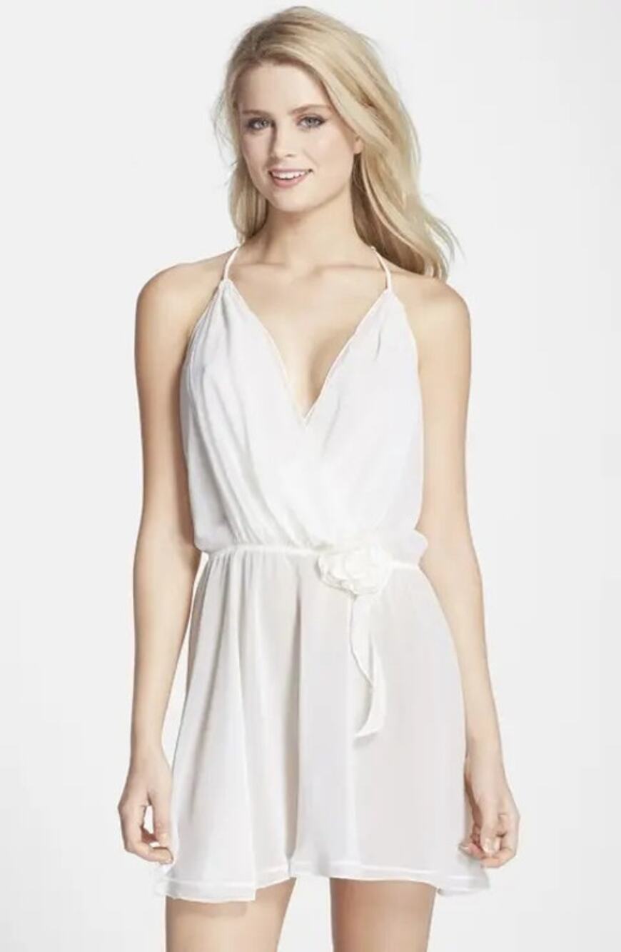 Flora Nikrooz Wedding Sleeveless V-Neck Mini Slip Dress White Medium